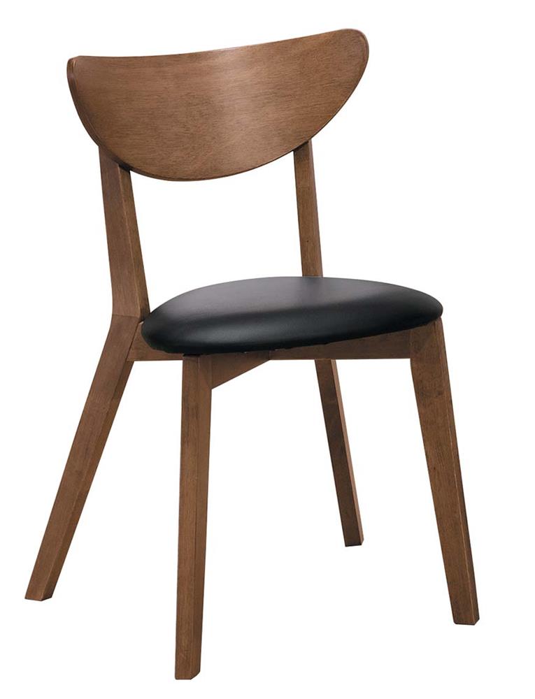 SH-A518-02 馬可淺胡桃黑色皮餐椅(不含其他產品)<br /> 尺寸:寬45*深50*高80cm