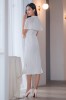 兩件式蕾絲刺繡白色旗袍洋裝【17-6946】