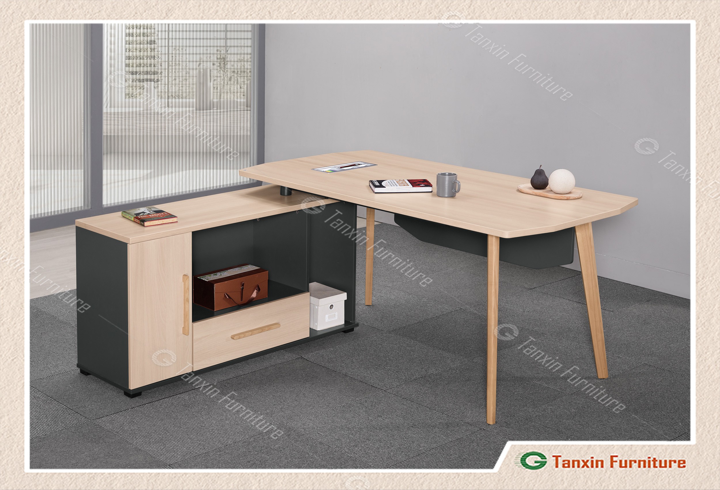 【勞倫斯5.3尺辦公桌(反向)】【2025-B1568-2】【添興家具】