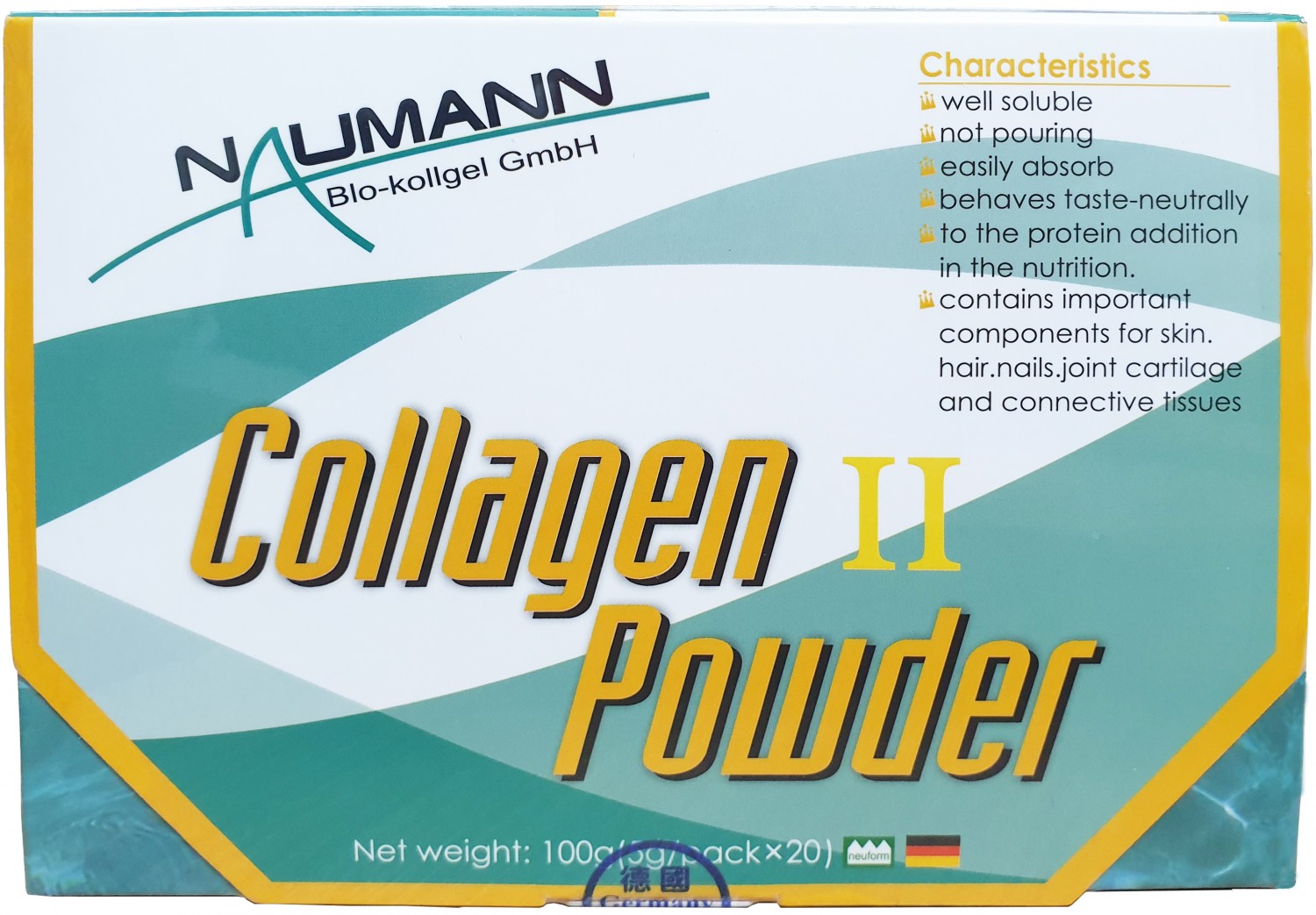【德國原裝】水解褐藻~膠原彈力蛋白~高單位粉末｜NAUMANN Marine-Collagen Powder II (20包/盒裝)