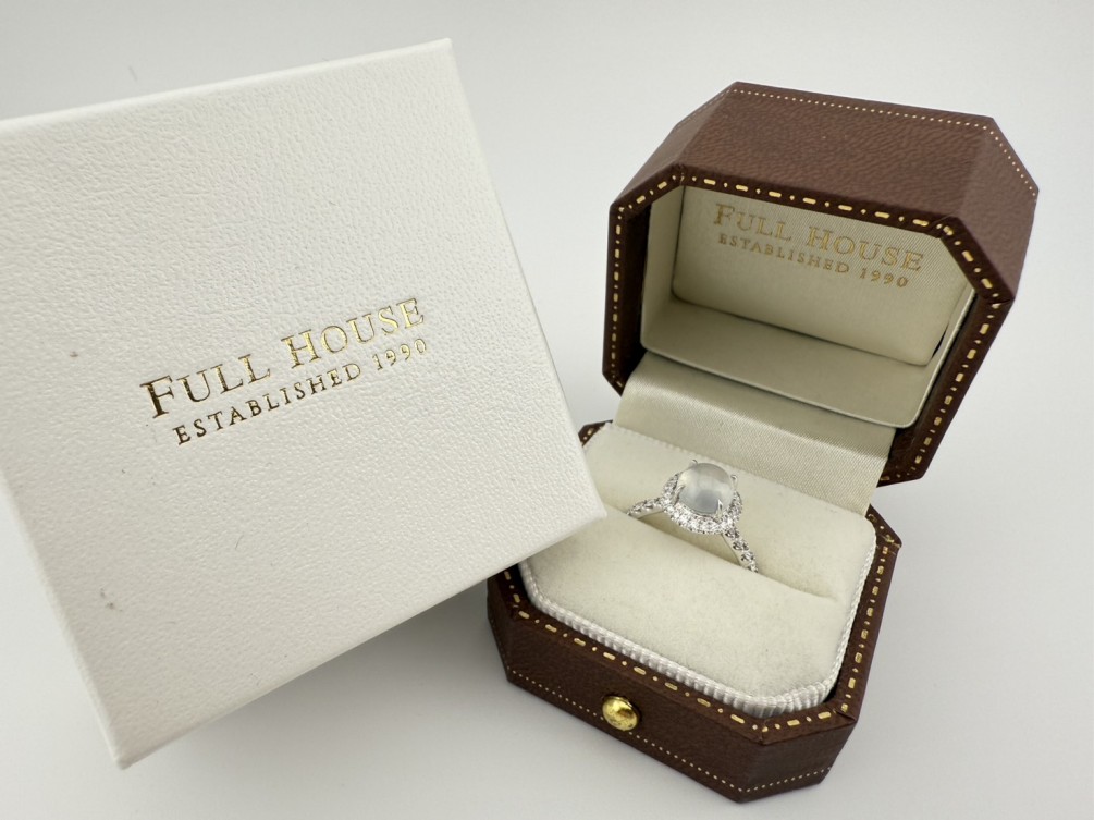 天然翡翠鑽戒 冰種旦玉 配鑽共38P-0.454ct 18K白金 n1429-02