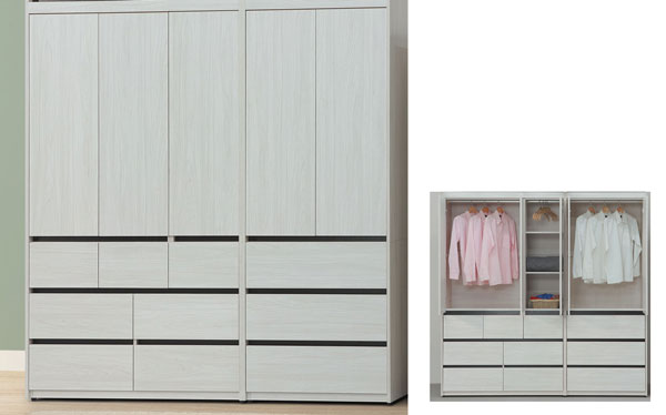 CL-609-56 威尼斯6.6X7尺衣櫥 (不含其他產品)<br/>尺寸:寬200.5*深59.3*高201.8cm