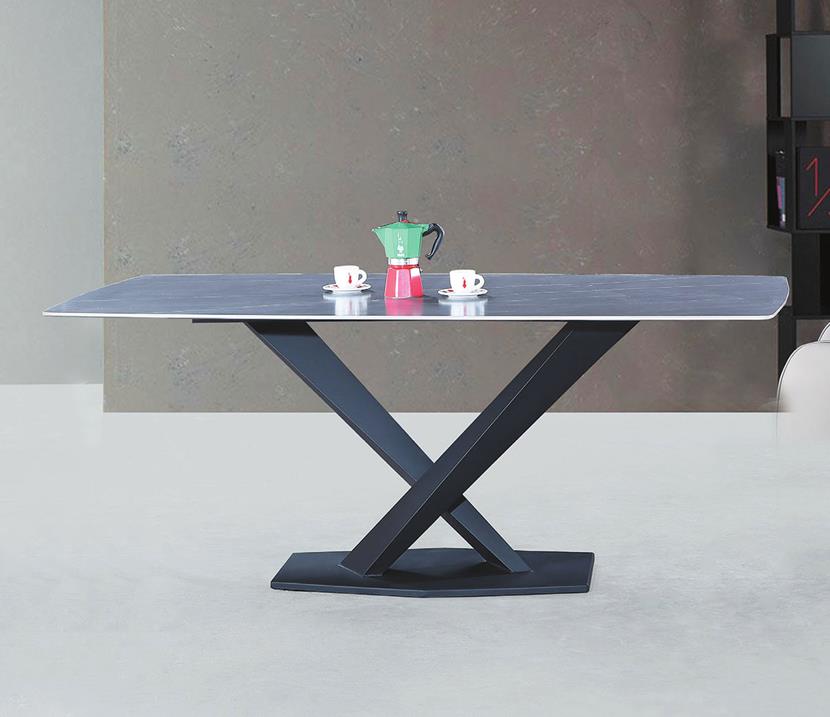 CL-1068-3 (601)QS-C007(黑鐵)+阿瑪尼灰色岩板5尺餐桌 (不含其他產品)<br />尺寸:寬150*深90*高75cm