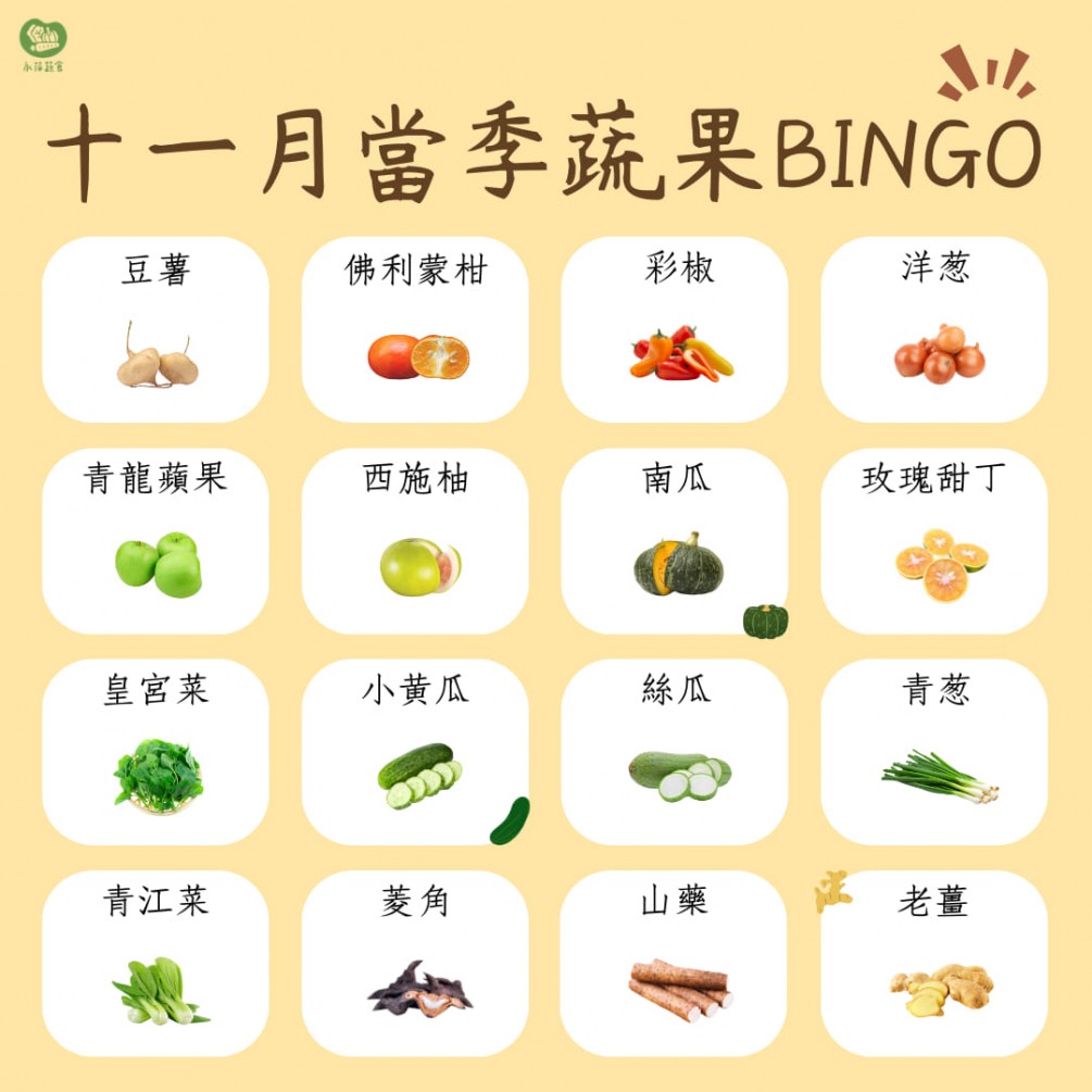 十一月的蔬食BINGO第一彈來啦～