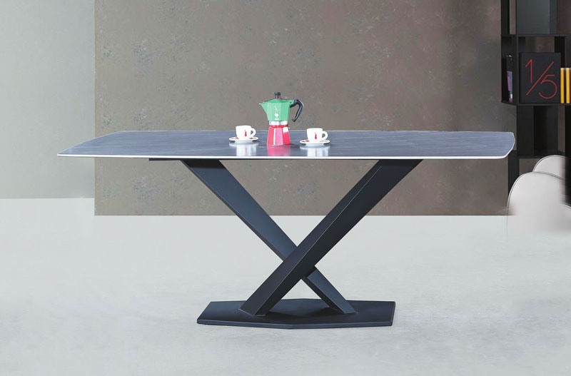 CL-1068-4 (601)QS-C007(黑鐵)+阿瑪尼灰色岩板6尺餐桌 (不含其他產品)<br />尺寸:寬180*深90*高75cm