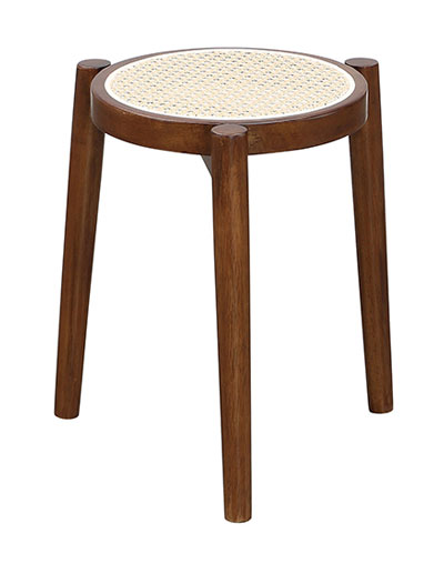 JC-902-3 日式和風胡桃色仿藤編實木圓椅凳 (不含其他產品)<br />
尺寸:寬40*深40*高44cm