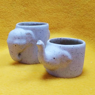 泰緬設計 陶瓷小杯 大象杯 陶瓷杯 置物小杯 小花器 2象1組 萬用小杯 杯子 擺飾