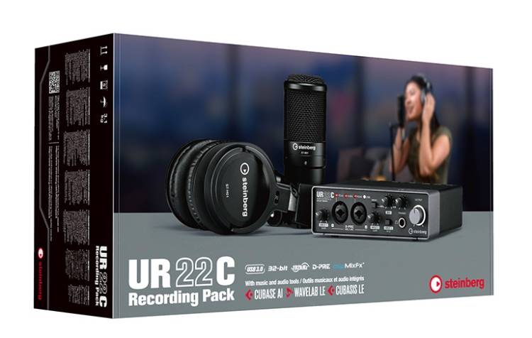 【金匠樂器】Steinberg UR22C Recording Pack 電腦錄音介面套組 (內附電容式麥克風，麥克風線，耳罩耳機)