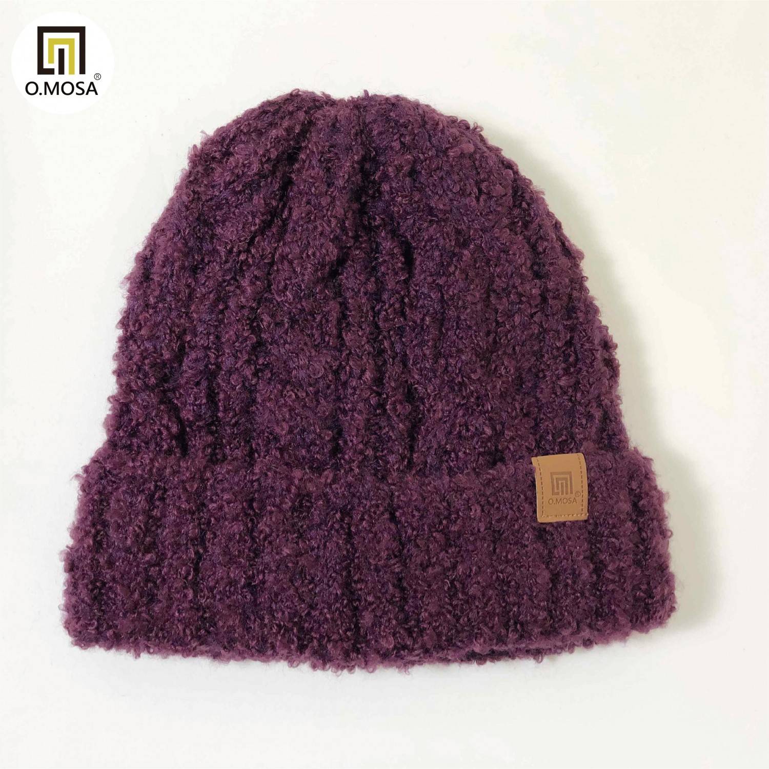O.MOSA 羊毛雙色圈圈可機洗快乾針織帽(香檳紫粉)