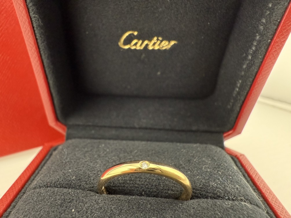 Cartier 卡地亞 1895婚戒 一顆鑽0.01ct 18K黃金 56號 n1323