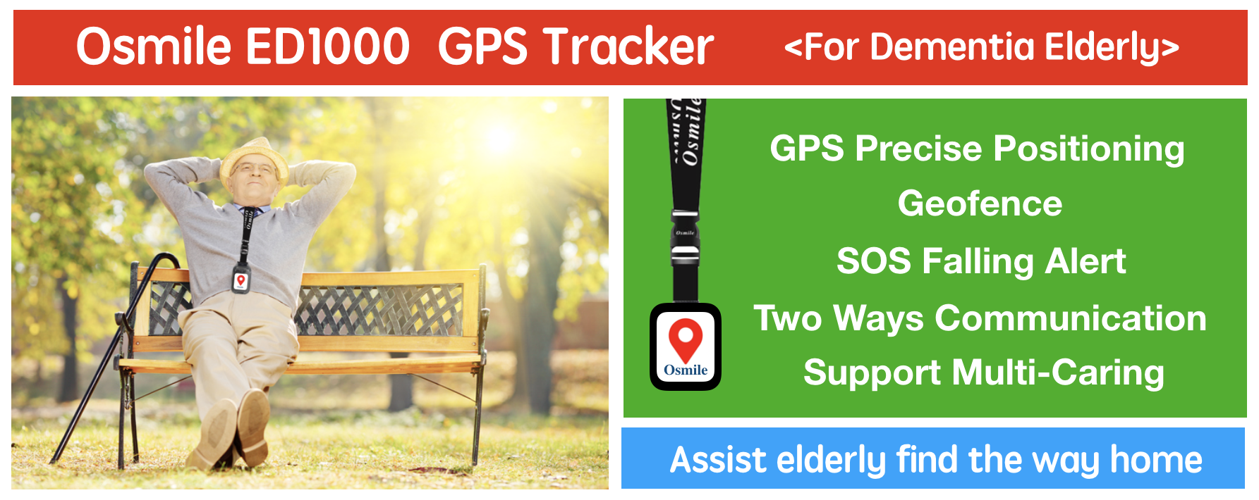 ED1000 GPS Anti-Lost Tracker para pacientes con demencia, Alzheimer y  autismo (reloj GPS para ancianos y niños con función de llamada SOS,  seguimiento