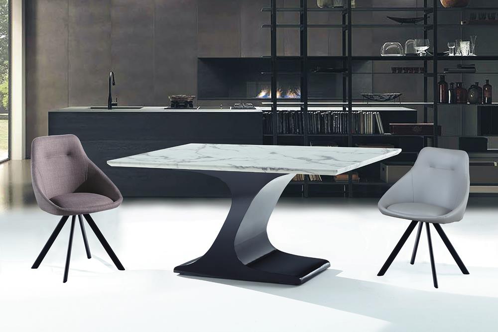CL-1054-7 D209+棕花白5尺餐桌(黑腳) (不含其他產品)<br /> 尺寸:寬150*深90*高75cm