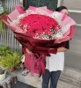 《情人節驚艷》99朵翠紅玫瑰大型包裝情人節花束