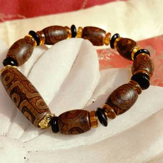 <西藏桑耶寺流通> 西藏類老天珠~ 桑耶寺 九眼 三眼玉髓天珠手環~ 清淨自我 內觀身心 資糧集聚 贈送蓮師金剛帶一條