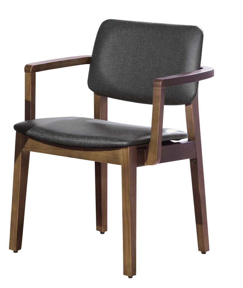 SH-A516-02 莫德淺胡桃雙扶手亞麻皮餐椅(不含其他產品)<br /> 尺寸:寬54.5*深53*高80cm