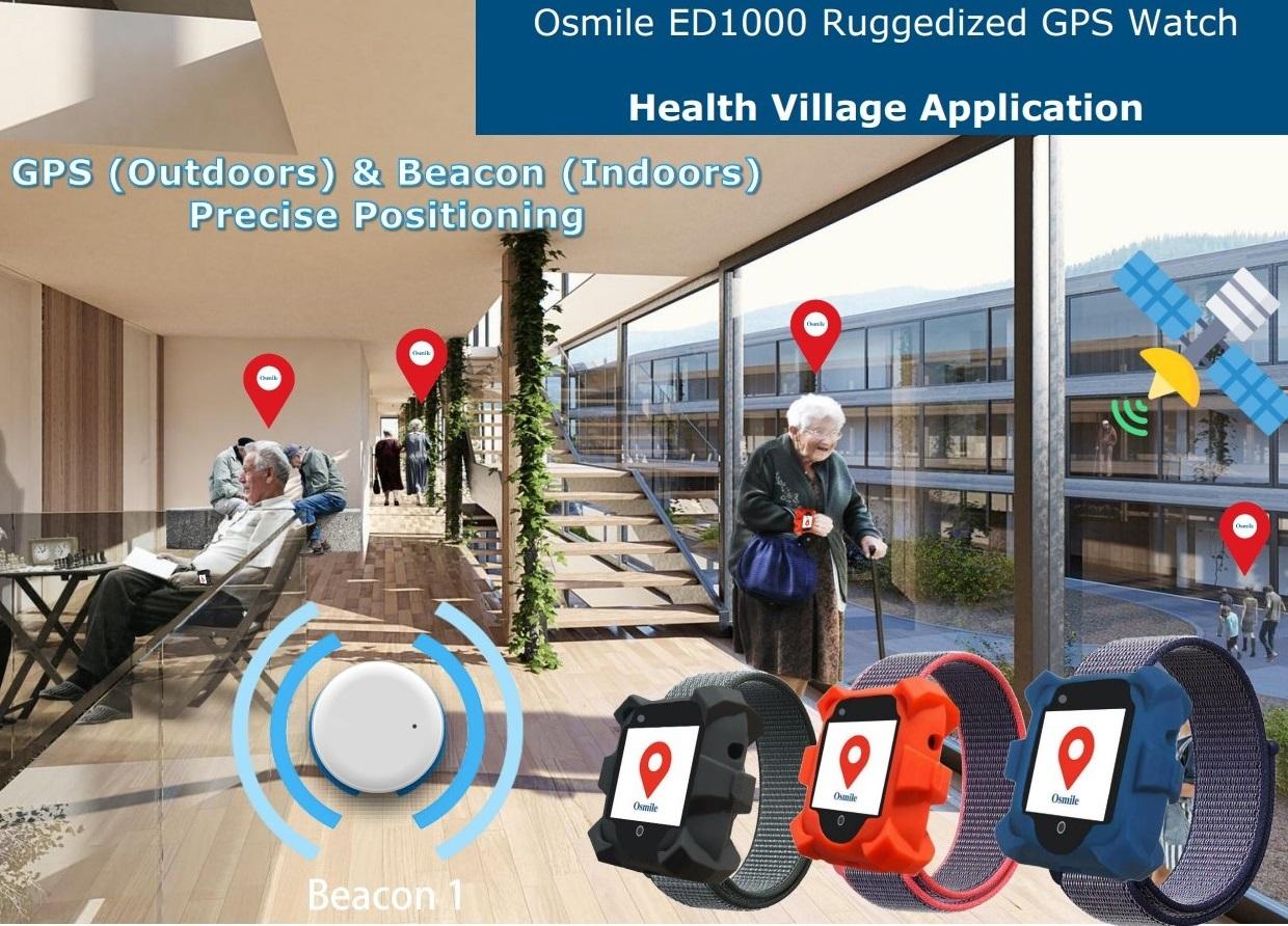 Osmile ED1000 (L) Ruggedized GPS Tracker, GPS Watch, Smart Bracelet, Smart Watch for Health Villages, Aged Care Facilities, Nursing Homes, Home Care Services