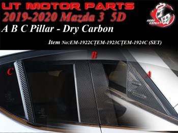 2019-2022 Mazda 3 5D A B C Pillar - Dry Carbon