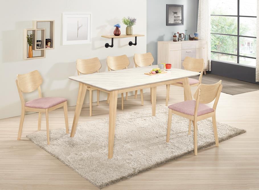 QM-986-2 露艾琳4.6尺原石餐桌(洗白色) (不含椅子其他產品)<br /> 尺寸:寬140*深85*高77cm