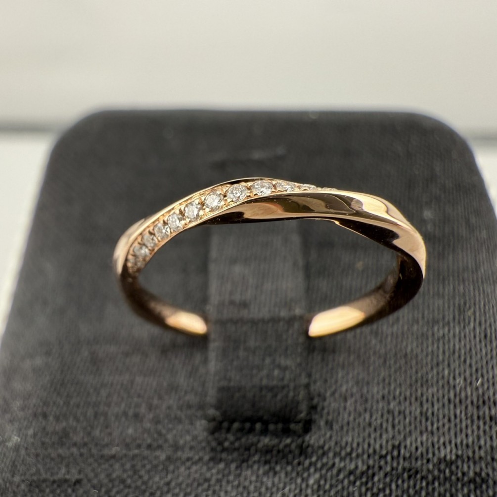 天然鑽石線戒 配鑽共0.2ct 14K玫瑰金 n1374-02