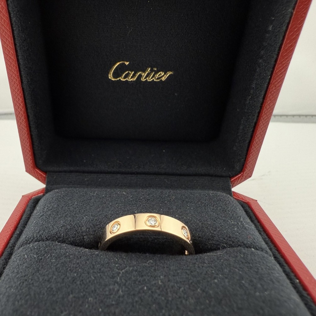 Cartier卡地亞 LOVE戒指 小型款 8顆鑽-0.19ct 18K玫瑰金 55號 n1461