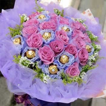 《一生一世紫愛你》11朵金莎20朵紫玫瑰生日/告白情人花束
