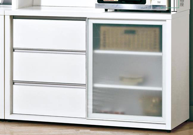 CO-498-3 羽田4尺白色鋁框推門餐櫃下座 (不含其他產品)<br />尺寸:寬121*深52*高81cm