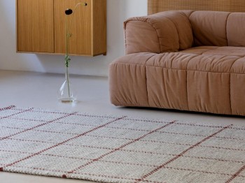 Craft Matter Check Ash-Stone Red Rugs