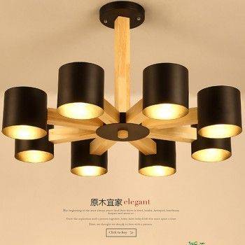 日式木製吸頂多頭燈