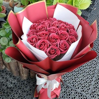 【特價花束】-21朵紅色香皂玫瑰花束