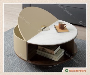 【愛莎莉石面旋轉茶几】【2025-HYB248-02】【添興家具】