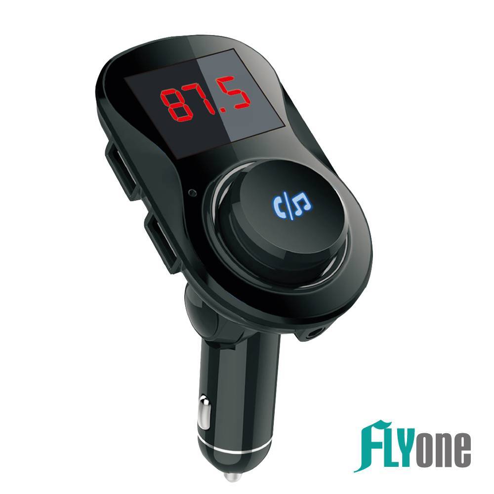 FLYone FM-W7 車用免持/5.0藍芽轉FM音樂傳輸/MP3音樂播放器  黑/灰/藍