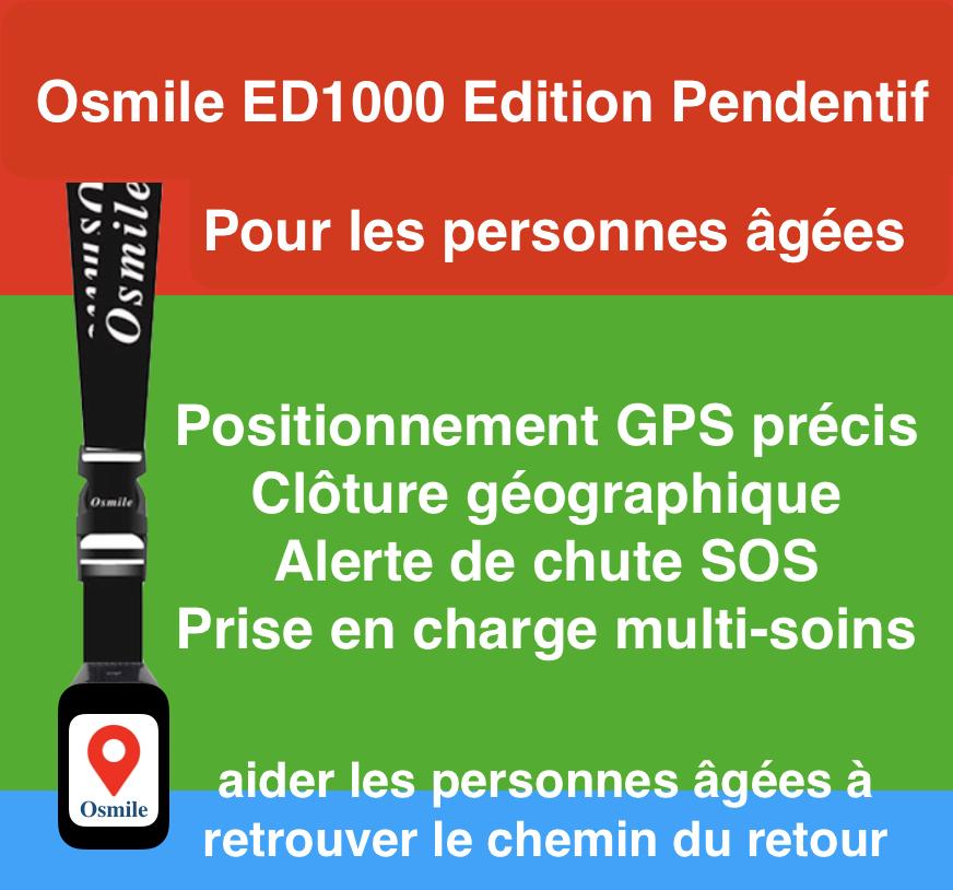(YI) Type Pendentif Osmile ED1000 GPS Traqueur pour Démence & Alzheimer (Longueur 50 cm)