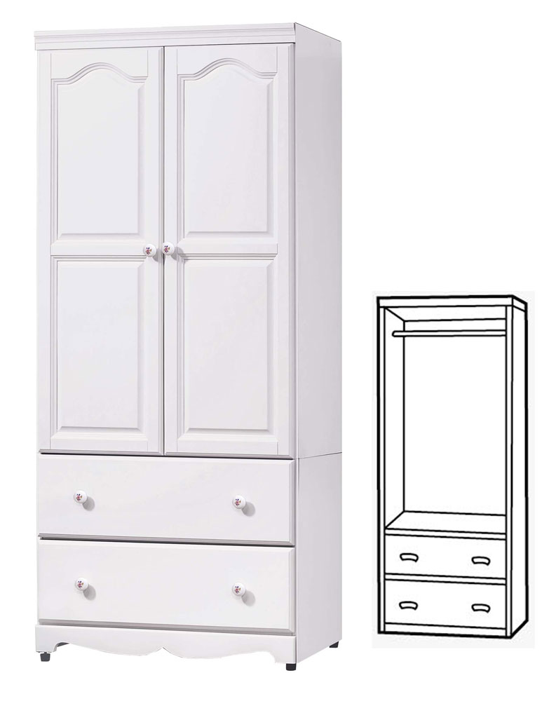 SH-A168-04 愛麗絲白色3X6尺衣櫥 (不含其他產品)<br /> 尺寸:寬81*深56*高182cm