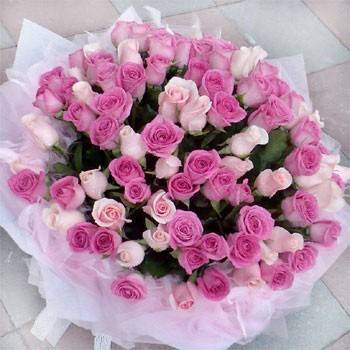 《夢幻愛情》99朵紫粉雙色玫瑰求婚花束