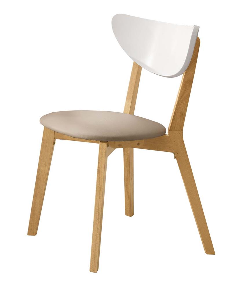 SH-A507-06 亨利原木雙色淺咖啡皮餐椅 (不含其他產品)<br /> 尺寸:寬45*深50*高80cm