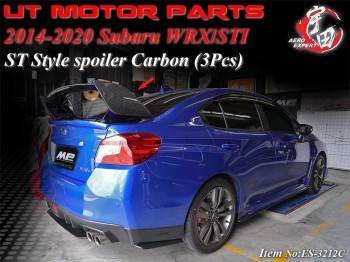 2014-2022 Subaru WRX ST Style Spoiler Mid of Carbon with Shiny Black-3PCS