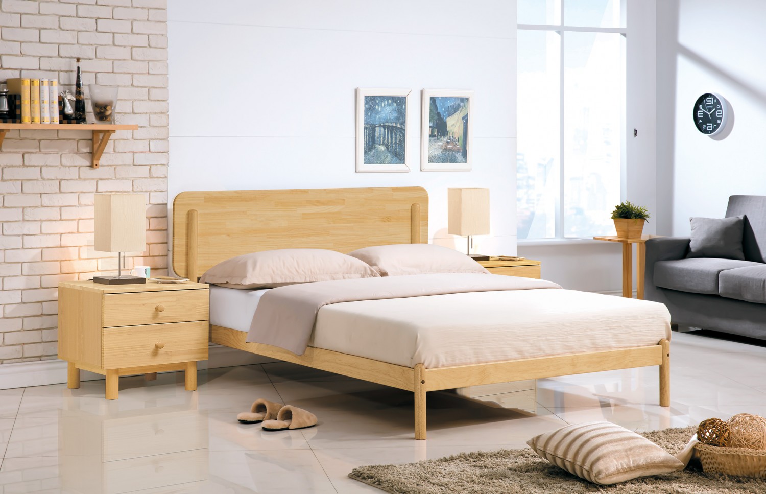 SH-A149-06 羅德北歐(本色)3.5尺床台(木面/布面) (不含床墊其他產品)<br /> 尺寸:寬121*深199*高96cm