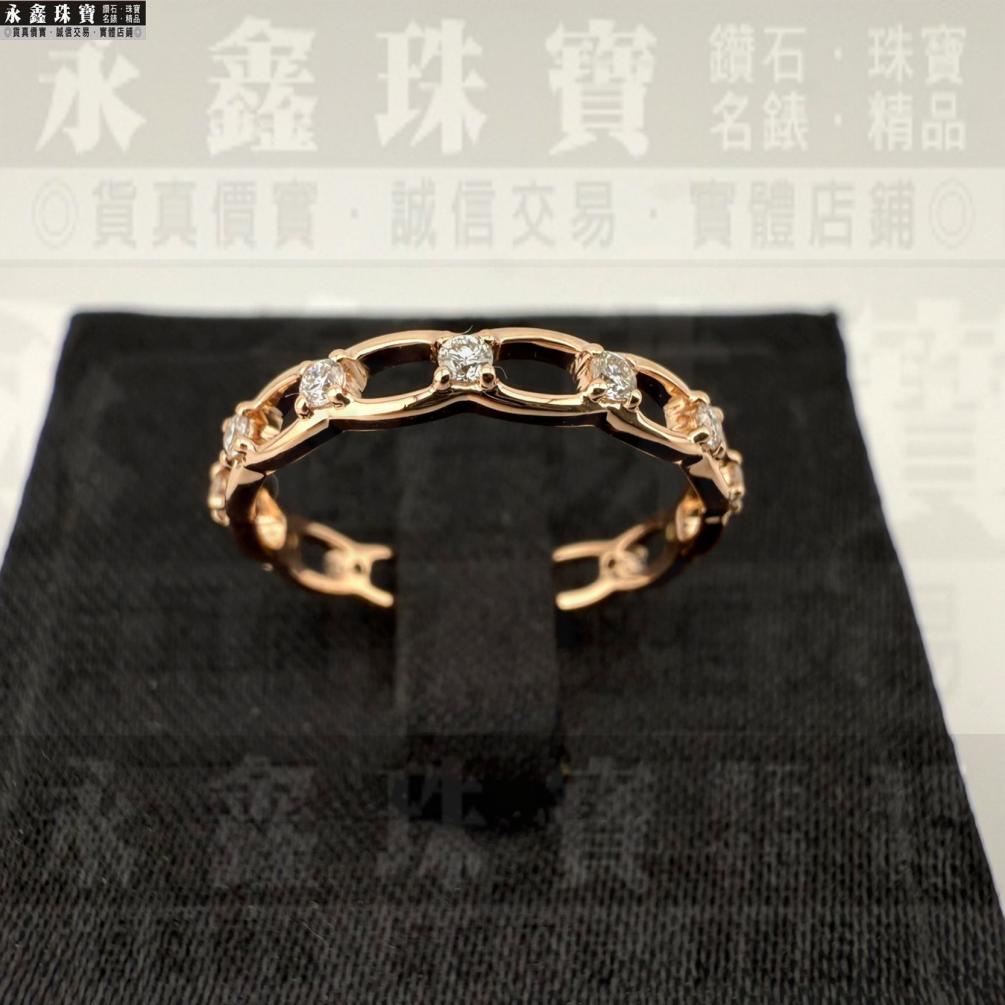 天然鑽石線戒 小鑽13P共0.3ct 14K玫瑰金 n1488-01