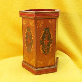 印度 手工彩繪 老木桶 六面彩繪 六角實木桶 可當花器 居家商店擺設 收藏品