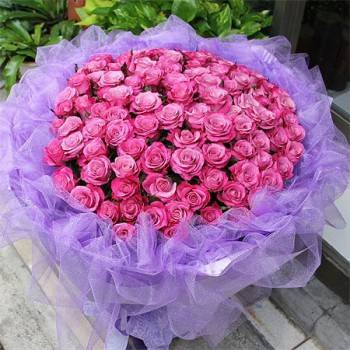 《永恆的愛》99朵紫色玫瑰求婚花束