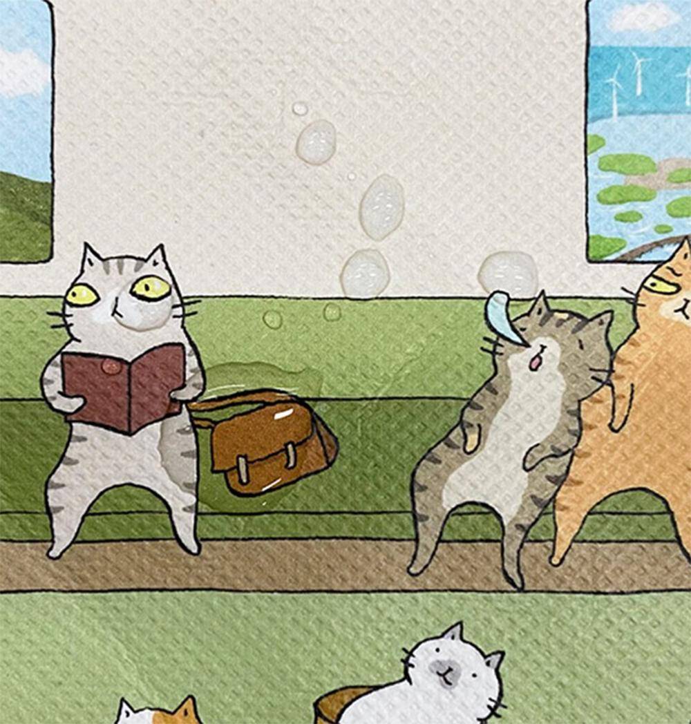 【Greenyoyo】貓小姐Ms.Cat-萬用收納袋(中)_搭上前往臺中的貓列車