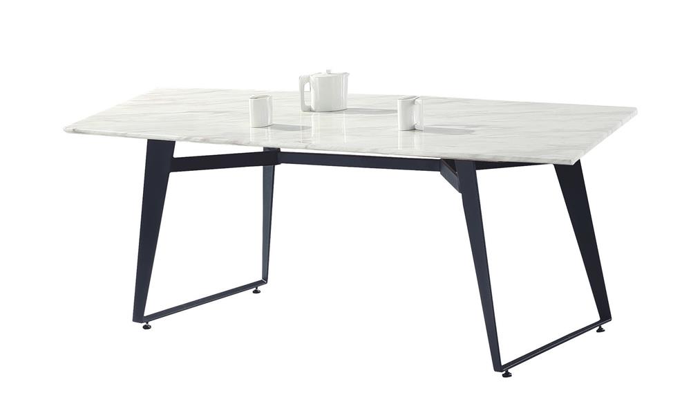 CL-457-1 爵士白5尺餐桌+波麗鐵腳 (不含其他產品)<br /> 尺寸:寬150*深90*高75cm