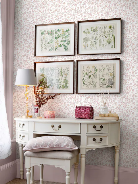 Laura Ashley Pink Shepherd's Purse 10M Wallpaper