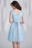 訂製款V領蕾絲藍色短禮服【18-2105】---訂製期35天