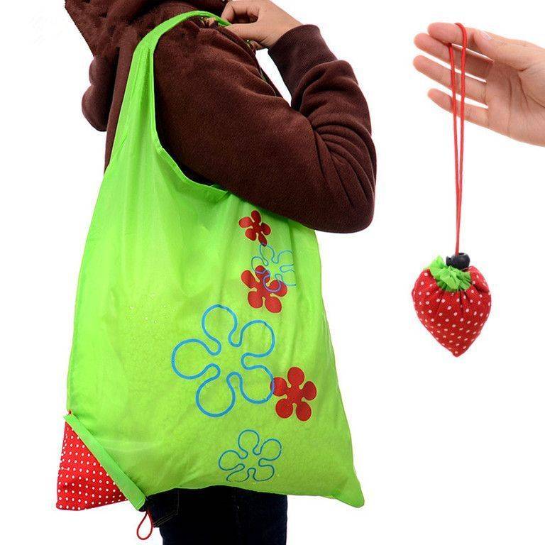 easy 草莓購物袋/可愛便攜環保袋/折疊購物袋/宣傳袋 活動禮贈品 可印刷公司logo商標-1入