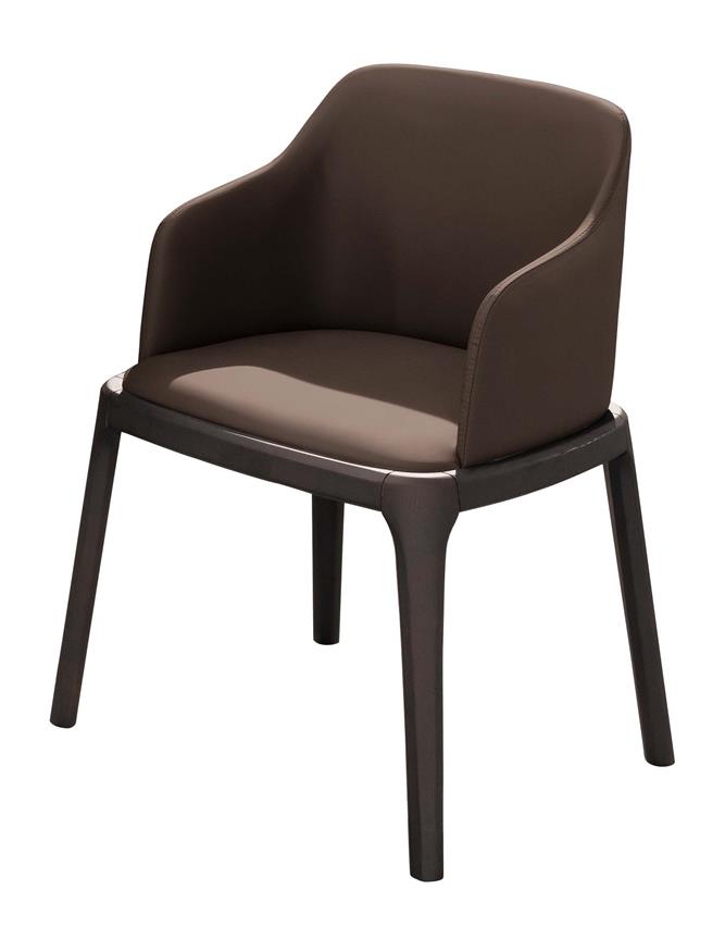 SH-A477-06 拉斐爾實木雙扶手餐椅(咖啡皮)(不含其他產品)<br />尺寸:寬53*深56*高83cm