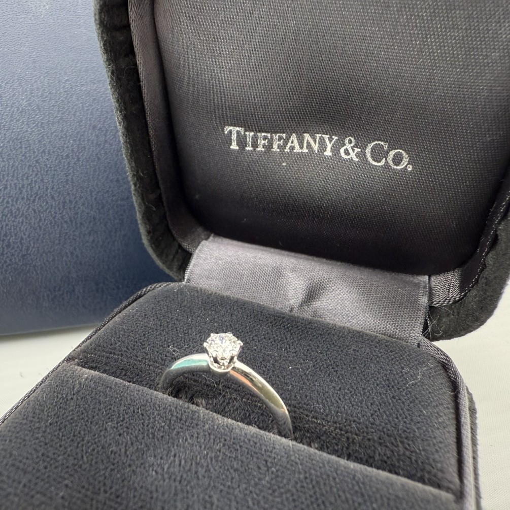 TIffany&Co.蒂芬妮鑽戒 0.24ct/D/VVS1/車工完美 PT950 n1314