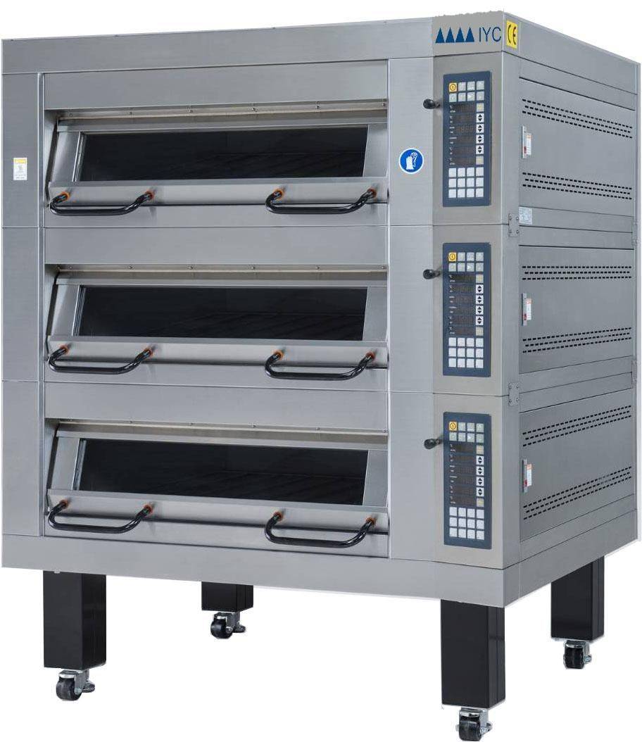 【IYC 智能餐飲設備】遠紅外線蒸汽石板三層三盤電烤箱