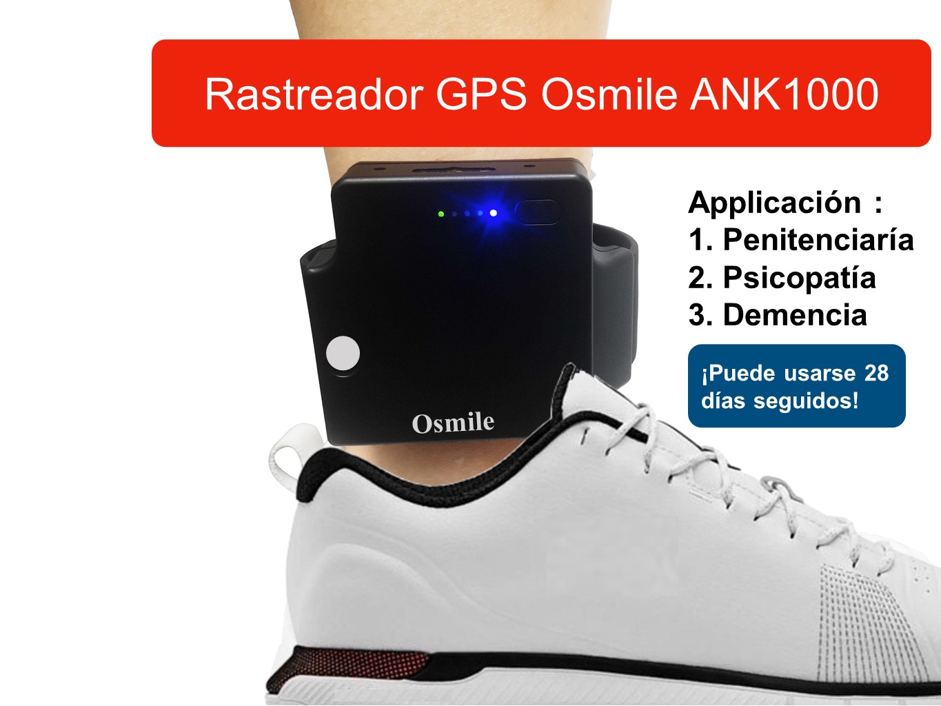 Osmile ANK1000 - Rastreador GPS para pacientes en prisión, cuarentena, psicopatía, demencia y Alzheimer - JC