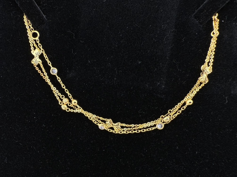 黃K金鑽石手鍊 4P約0.2ct 14K 鍊長17cm n1332-05